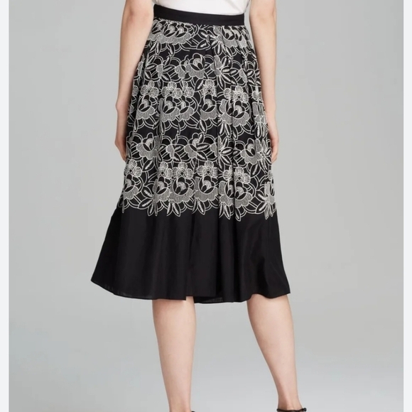 TIBI Embroidered Black White Midi Skirt - Picture 8 of 10